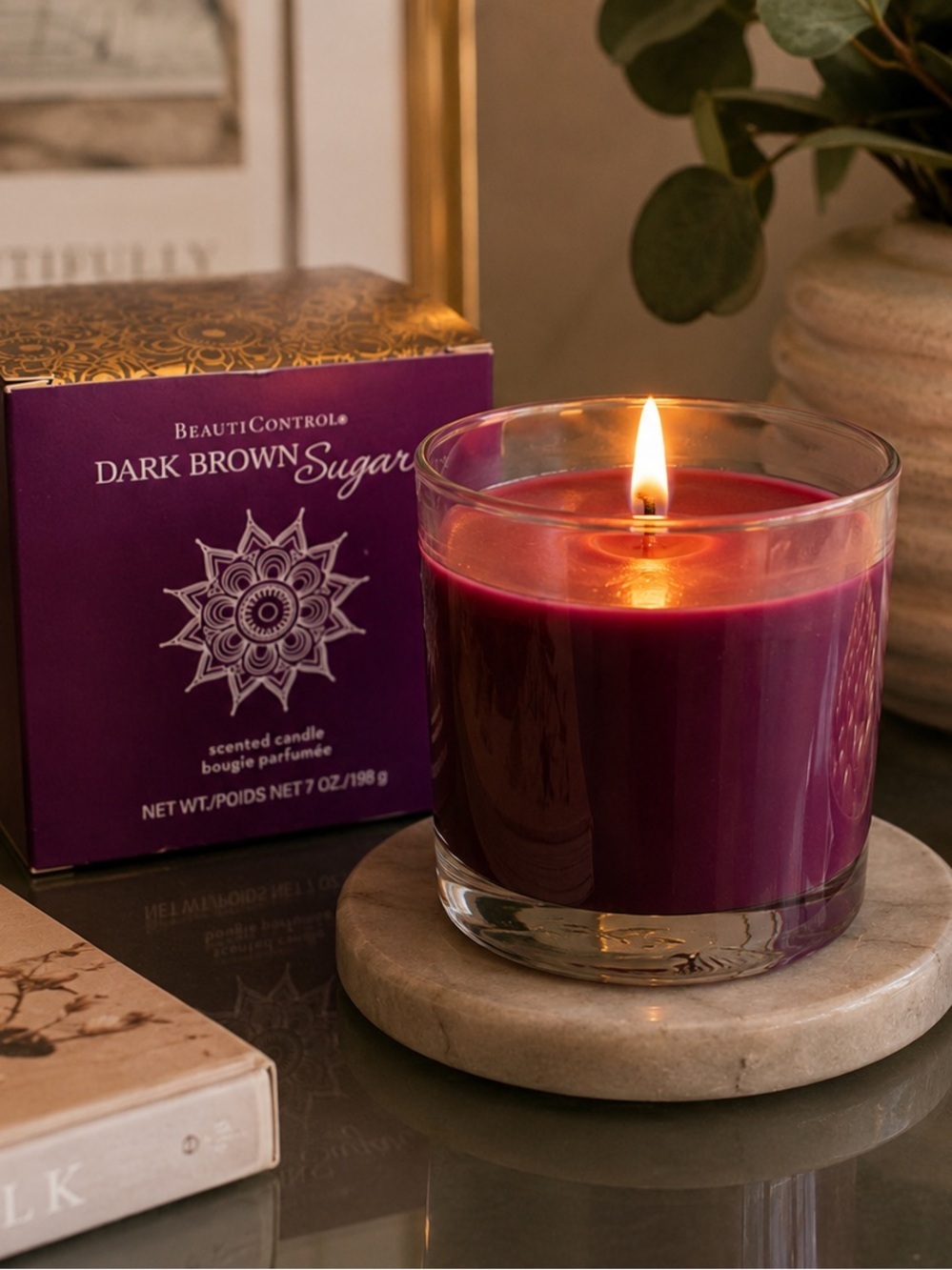 Beauticontrol Dark Brown Sugar Candle 7oz Rare Discontinued Fig Coconut Musk Jar